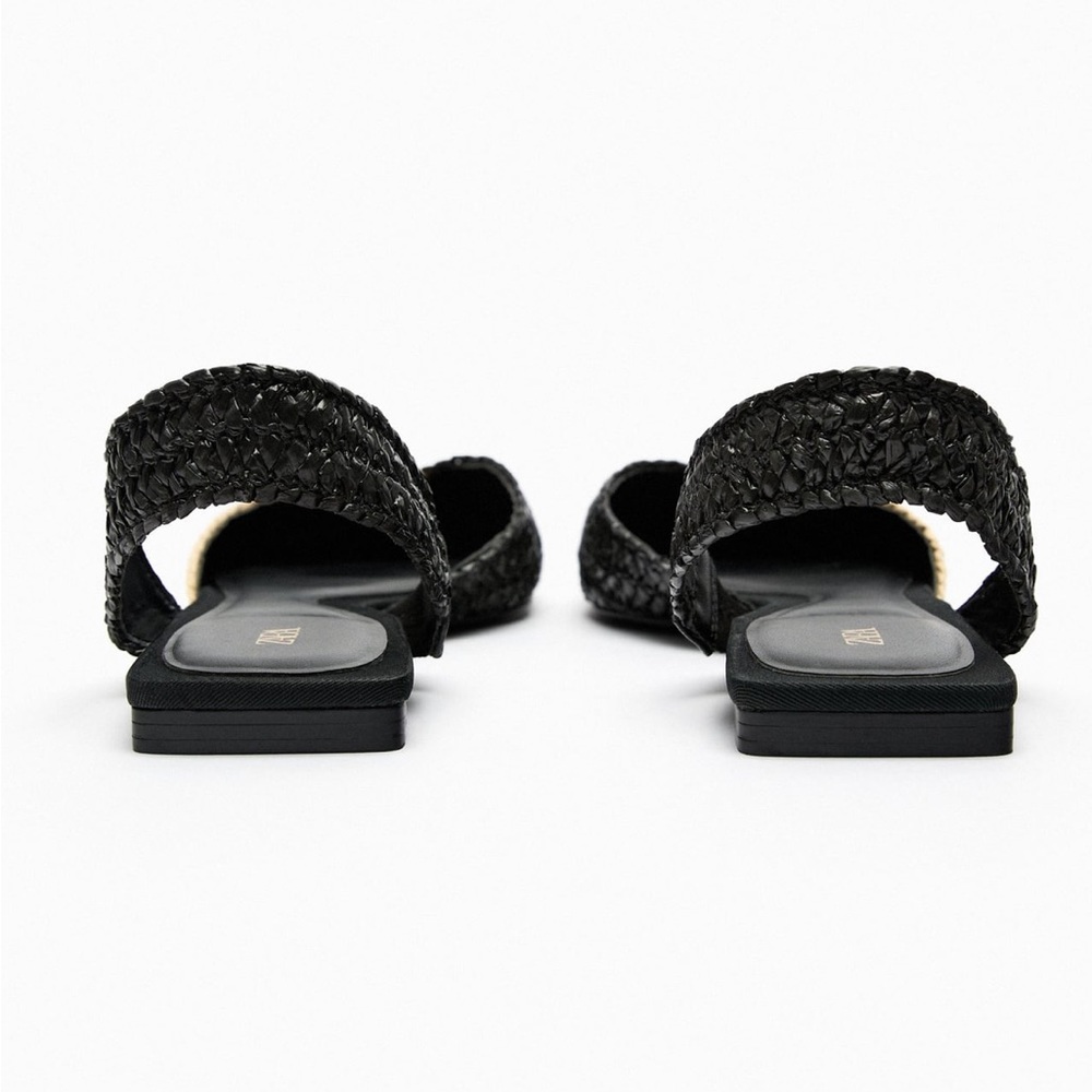 Zara WOVEN RAFFIA SLINGBACK FLATS. Multi-Color. Sizes 6.5, 7.5, 8. New with Tags - Picture 2 of 6